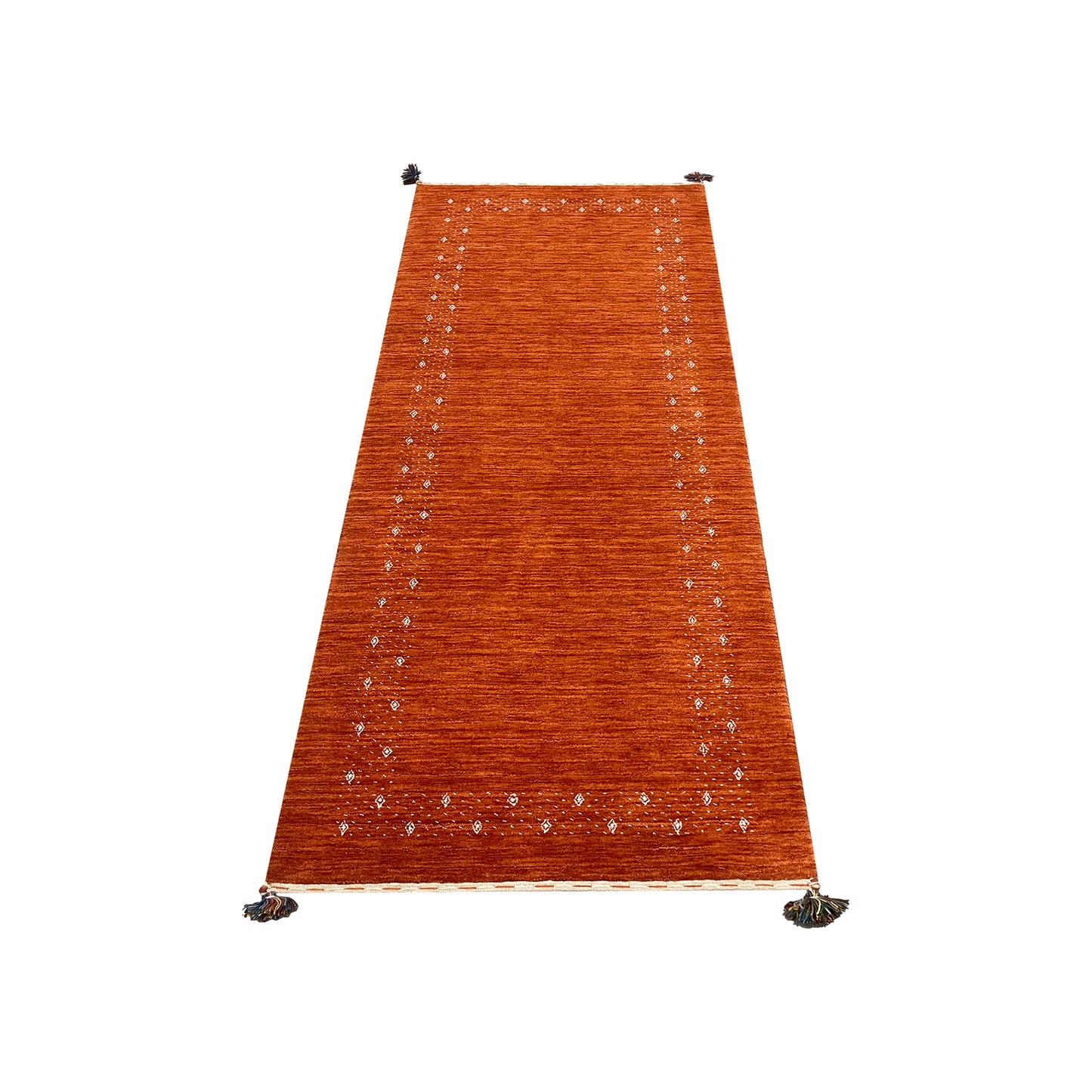 Orange, Pure Wool, Modern Handloom 2.6x8.2Ft 77x250Cms Area Rug