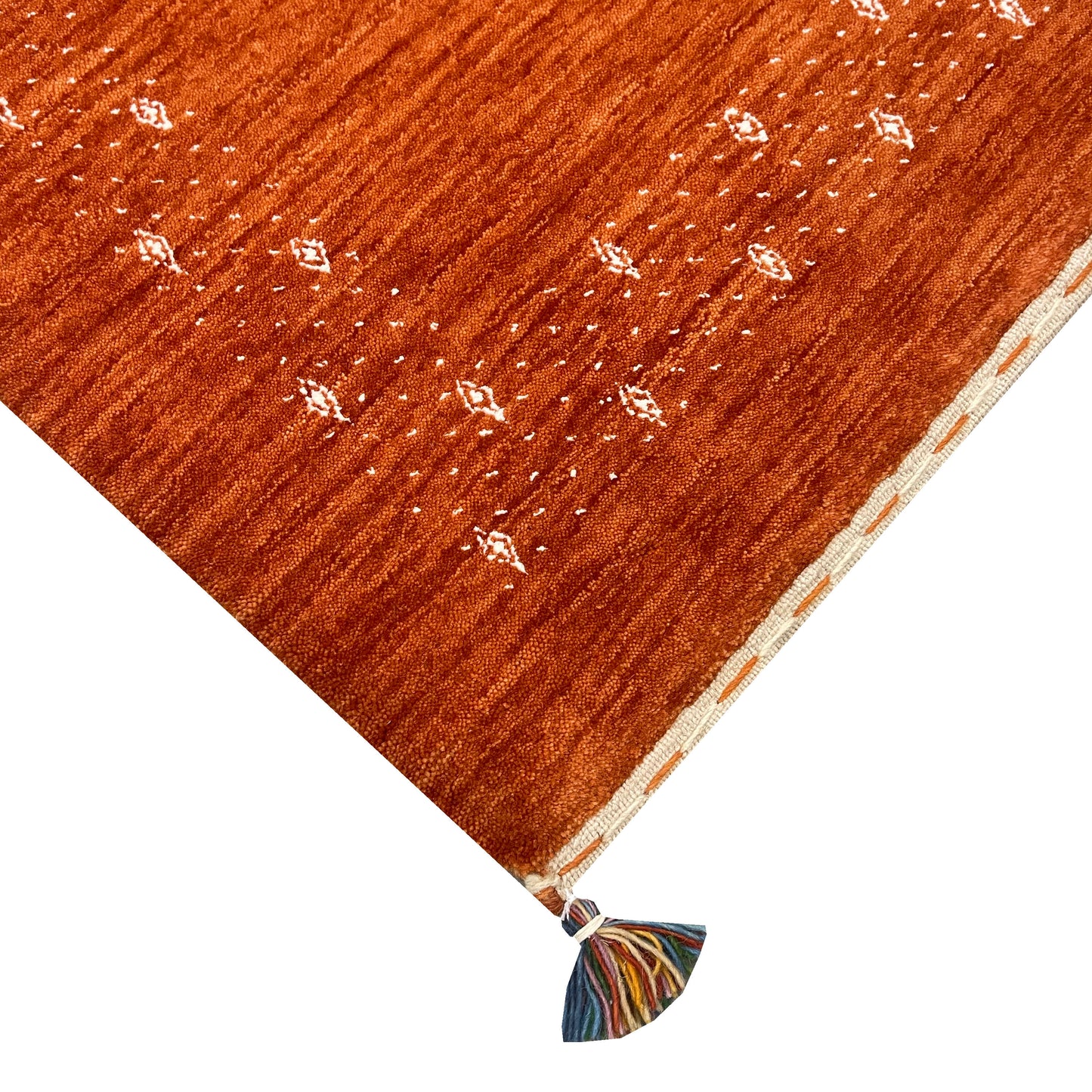 Orange, Pure Wool, Modern Handloom 2.6x8.2Ft 77x250Cms Area Rug