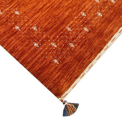 Orange, Pure Wool, Modern Handloom 2.6x8.2Ft 77x250Cms Area Rug