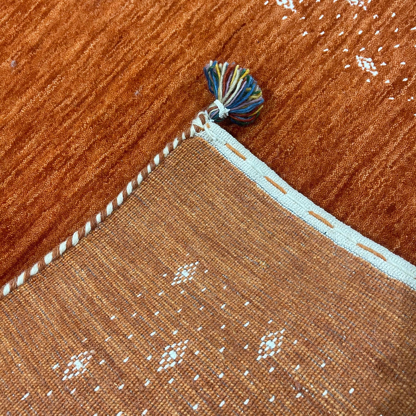 Orange, Pure Wool, Modern Handloom 2.6x8.2Ft 77x250Cms Area Rug