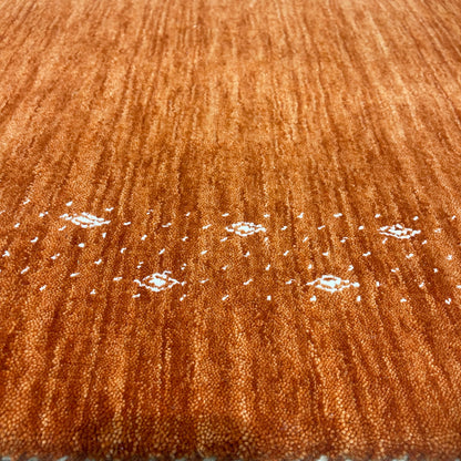 Orange, Pure Wool, Modern Handloom 2.6x8.2Ft 77x250Cms Area Rug