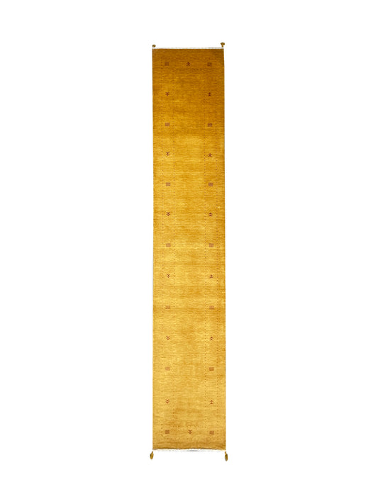 Yellow, Pure Wool, Modern Handloom 2.8x14.7Ft 82x444Cms Area Rug
