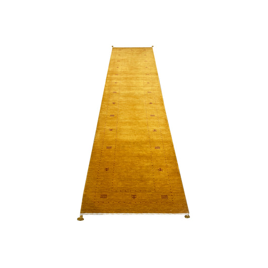 Yellow, Pure Wool, Modern Handloom 2.8x14.7Ft 82x444Cms Area Rug