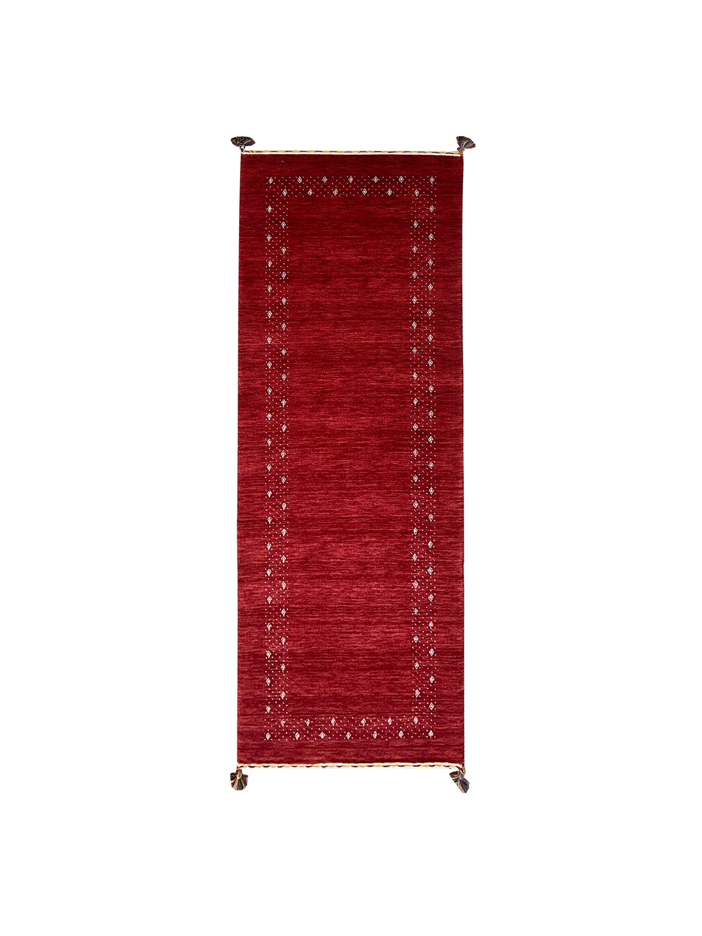 Red, Pure Wool, Modern Handloom 2.6x8.2Ft 77x250Cms Area Rug