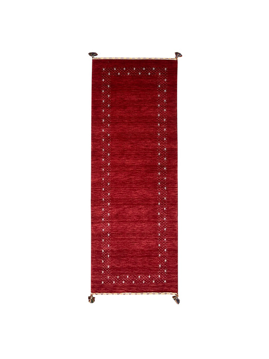 Red, Pure Wool, Modern Handloom 2.6x8.2Ft 77x250Cms Area Rug