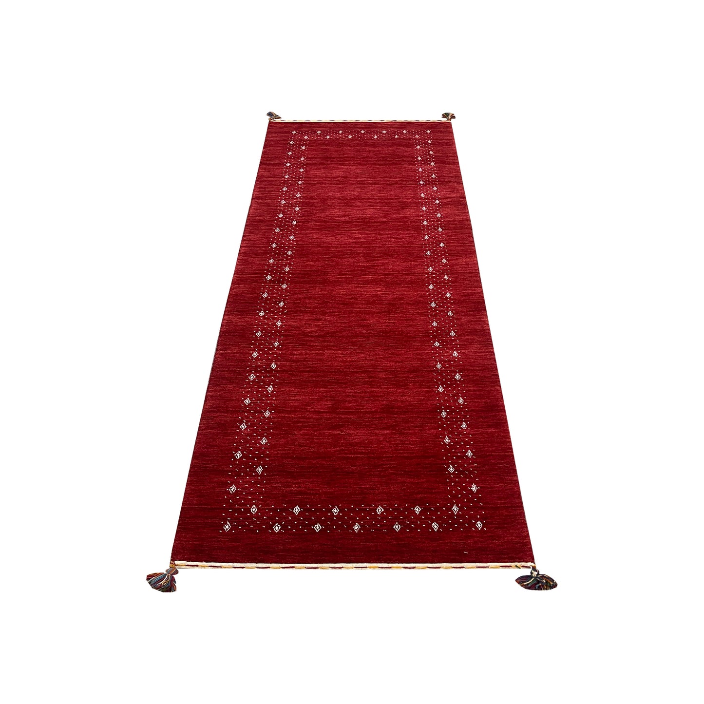 Red, Pure Wool, Modern Handloom 2.6x8.2Ft 77x250Cms Area Rug