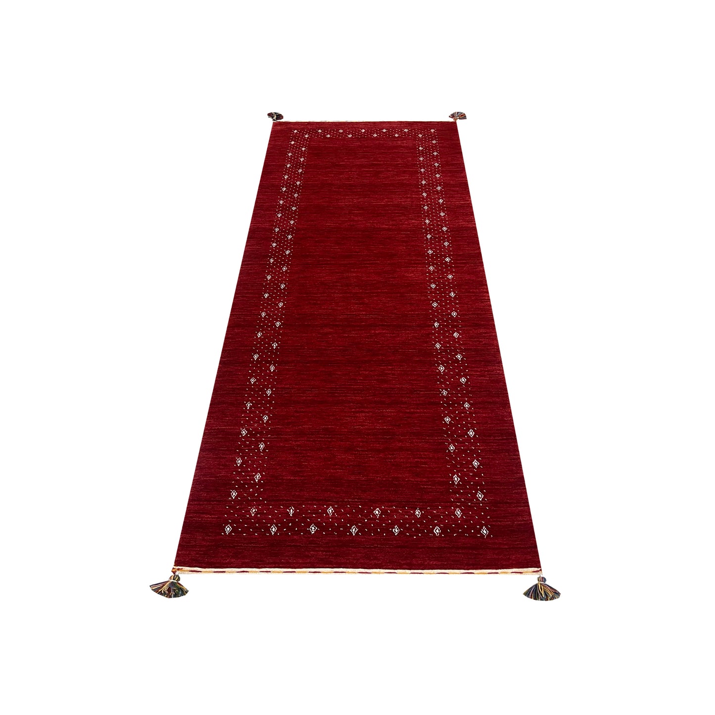 Red, Pure Wool, Modern Handloom 2.6x8.2Ft 77x250Cms Area Rug