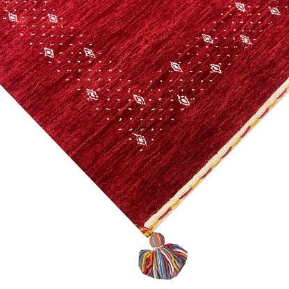 Red, Pure Wool, Modern Handloom 2.6x8.2Ft 77x250Cms Area Rug