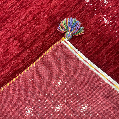 Red, Pure Wool, Modern Handloom 2.6x8.2Ft 77x250Cms Area Rug