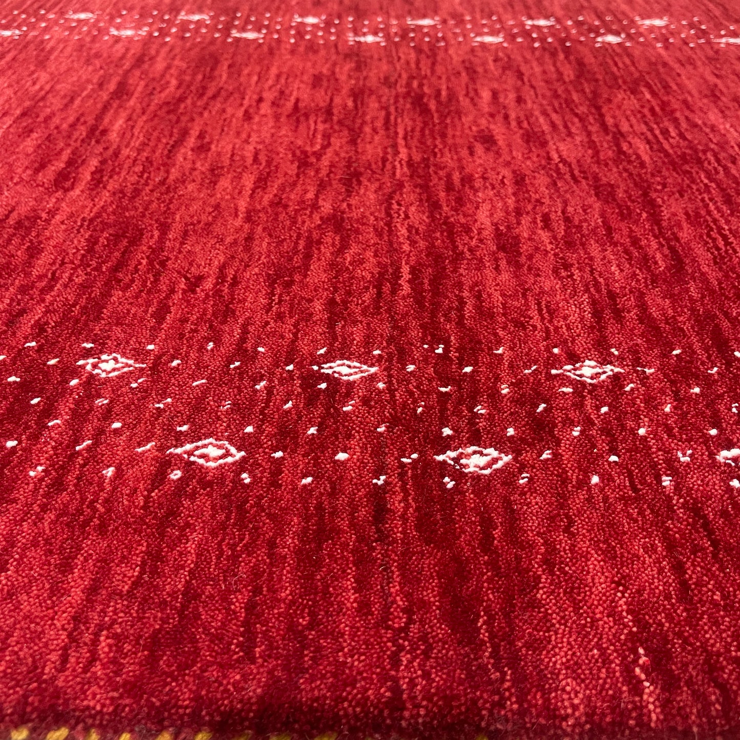 Red, Pure Wool, Modern Handloom 2.6x8.2Ft 77x250Cms Area Rug
