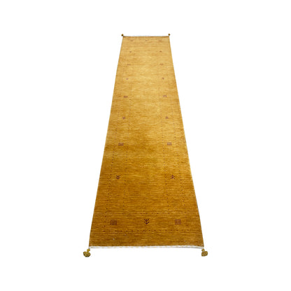 Yellow, Pure Wool, Modern Handloom 2.8x11.6Ft 82x350Cms Area Rug