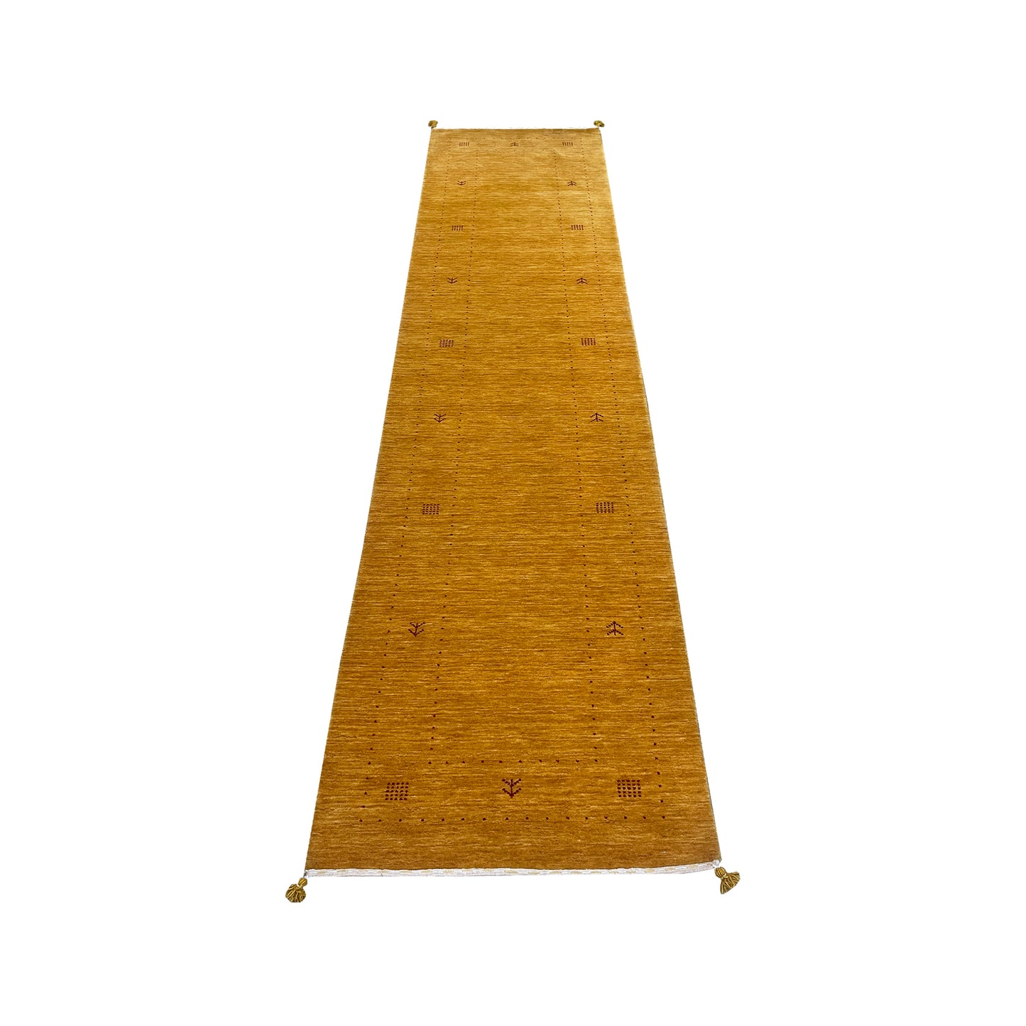 Yellow, Pure Wool, Modern Handloom 2.8x11.6Ft 82x350Cms Area Rug