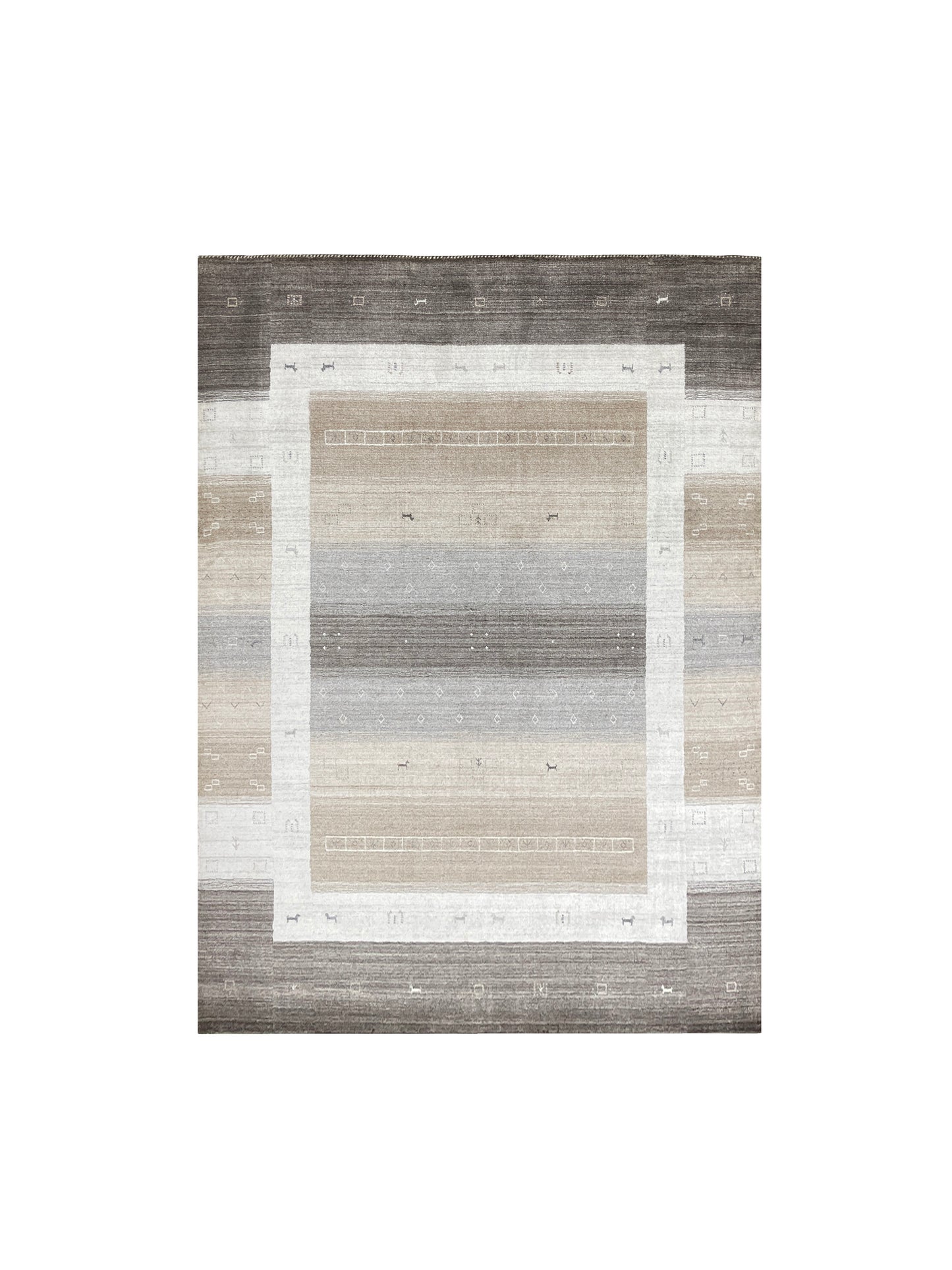 Ivory and Multy, Pure Wool, Modern Handloom 5.7x8.0Ft 172x245Cms Area Rug