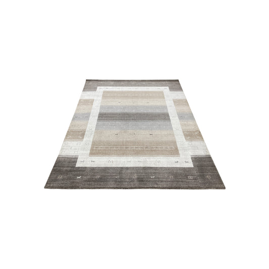 Ivory and Multy, Pure Wool, Modern Handloom 5.7x8.0Ft 172x245Cms Area Rug