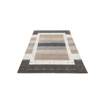 Ivory and Multy, Pure Wool, Modern Handloom 5.7x8.0Ft 172x245Cms Area Rug