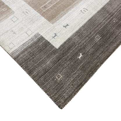 Ivory and Multy, Pure Wool, Modern Handloom 5.7x8.0Ft 172x245Cms Area Rug