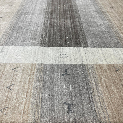 Ivory and Multy, Pure Wool, Modern Handloom 5.7x8.0Ft 172x245Cms Area Rug