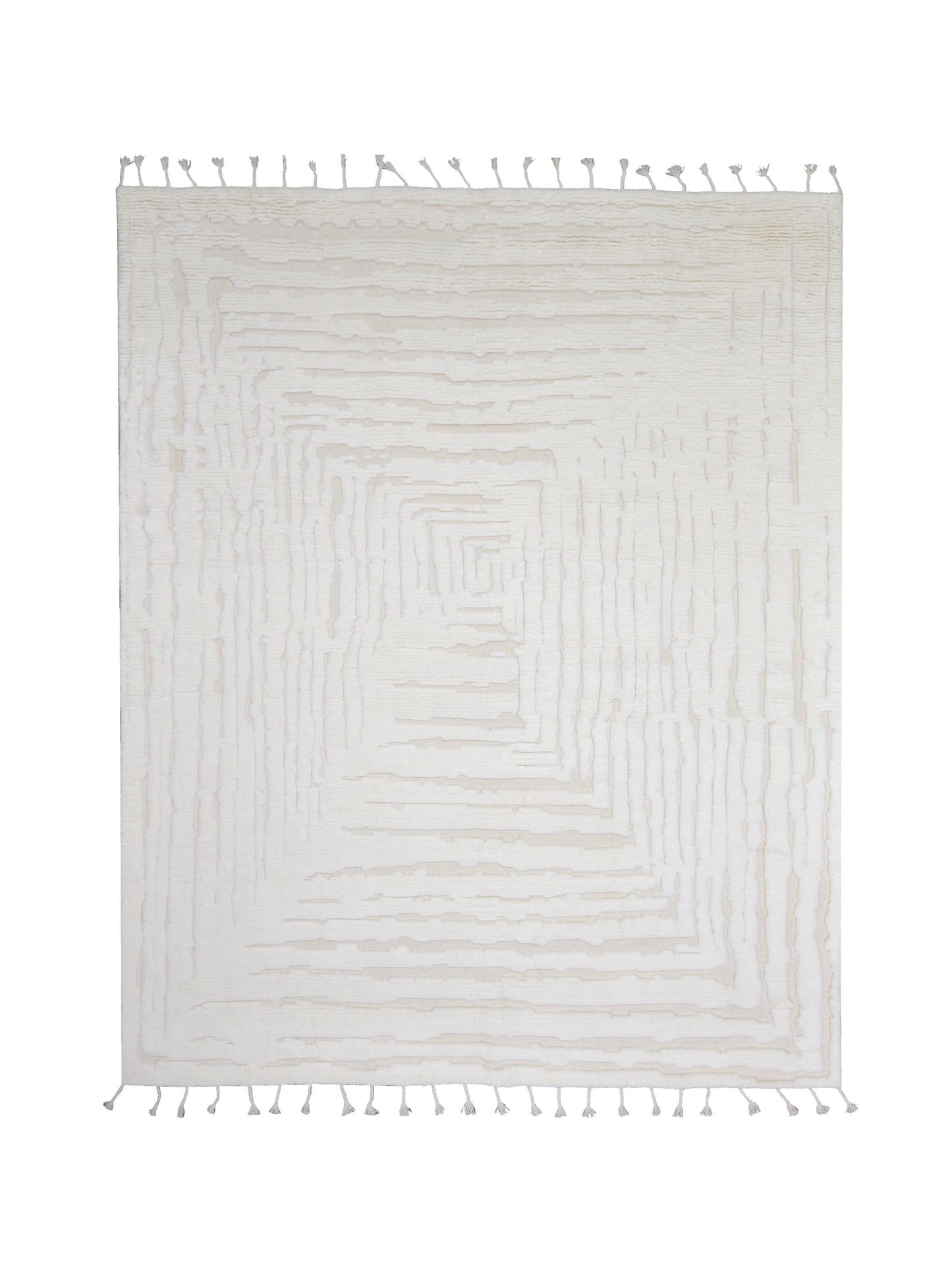 Beige Wool Carved Modern Japandi Berber Scandinavian Handknotted 8.10x10.0ft 246x305Cms Area Rug