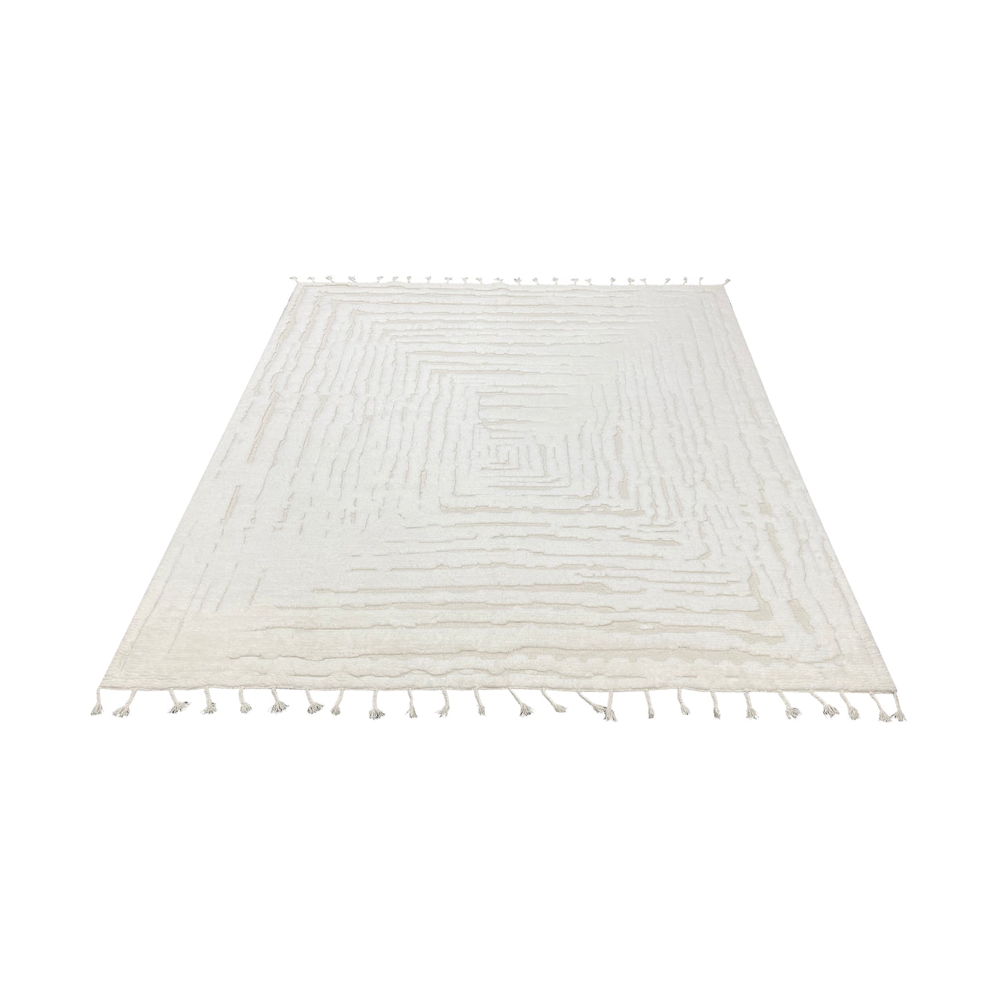 Beige Wool Carved Modern Japandi Berber Scandinavian Handknotted 8.10x10.0ft 246x305Cms Area Rug