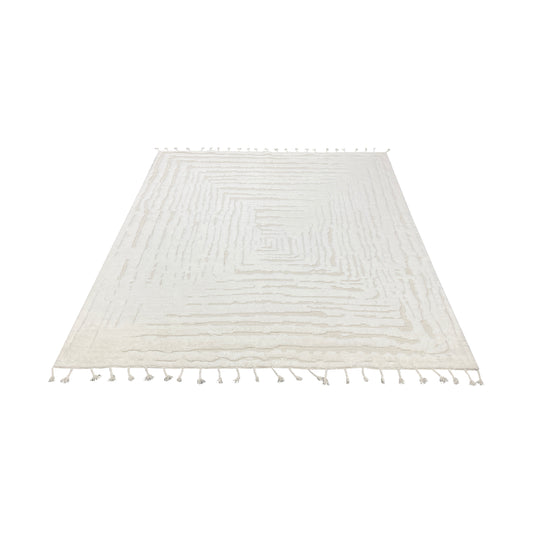 Beige Wool Carved Modern Japandi Berber Scandinavian Handknotted 8.10x10.0ft 246x305Cms Area Rug