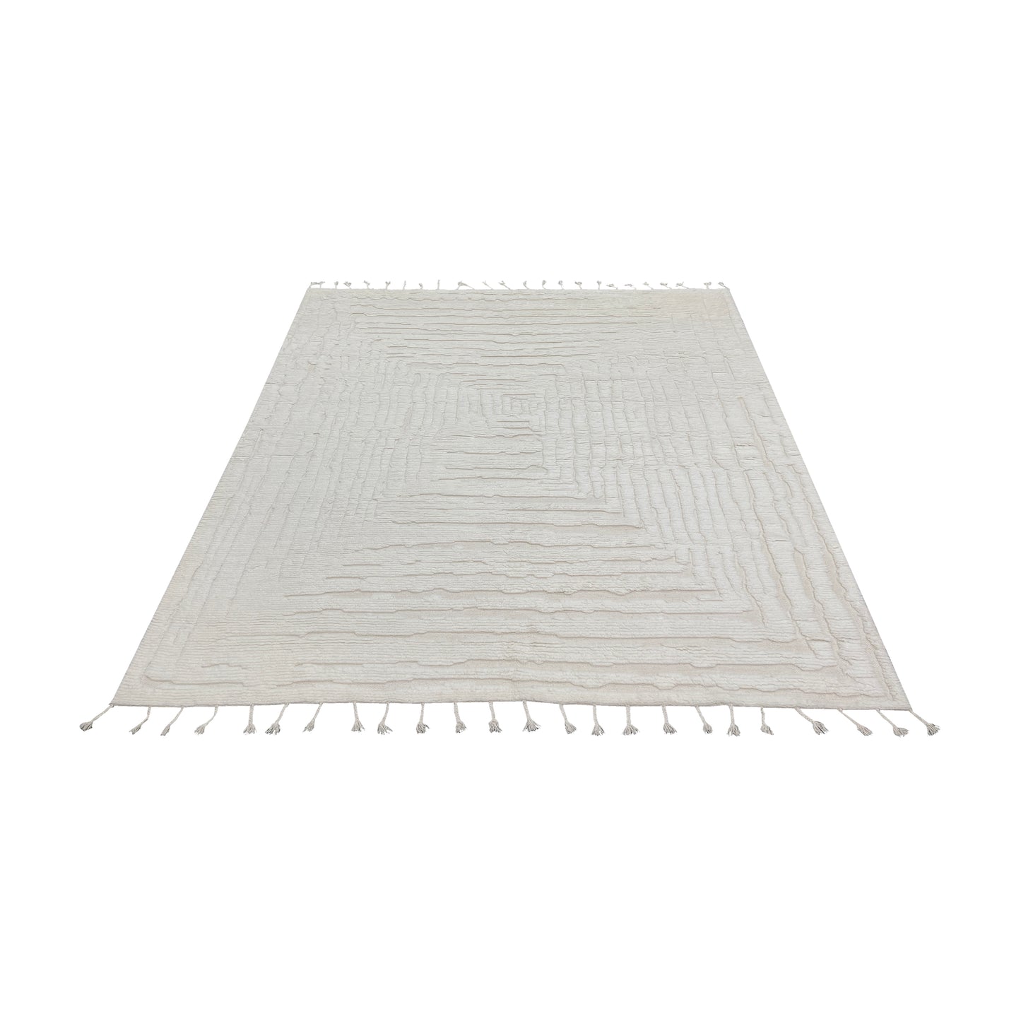 Beige Wool Carved Modern Japandi Berber Scandinavian Handknotted 8.10x10.0ft 246x305Cms Area Rug