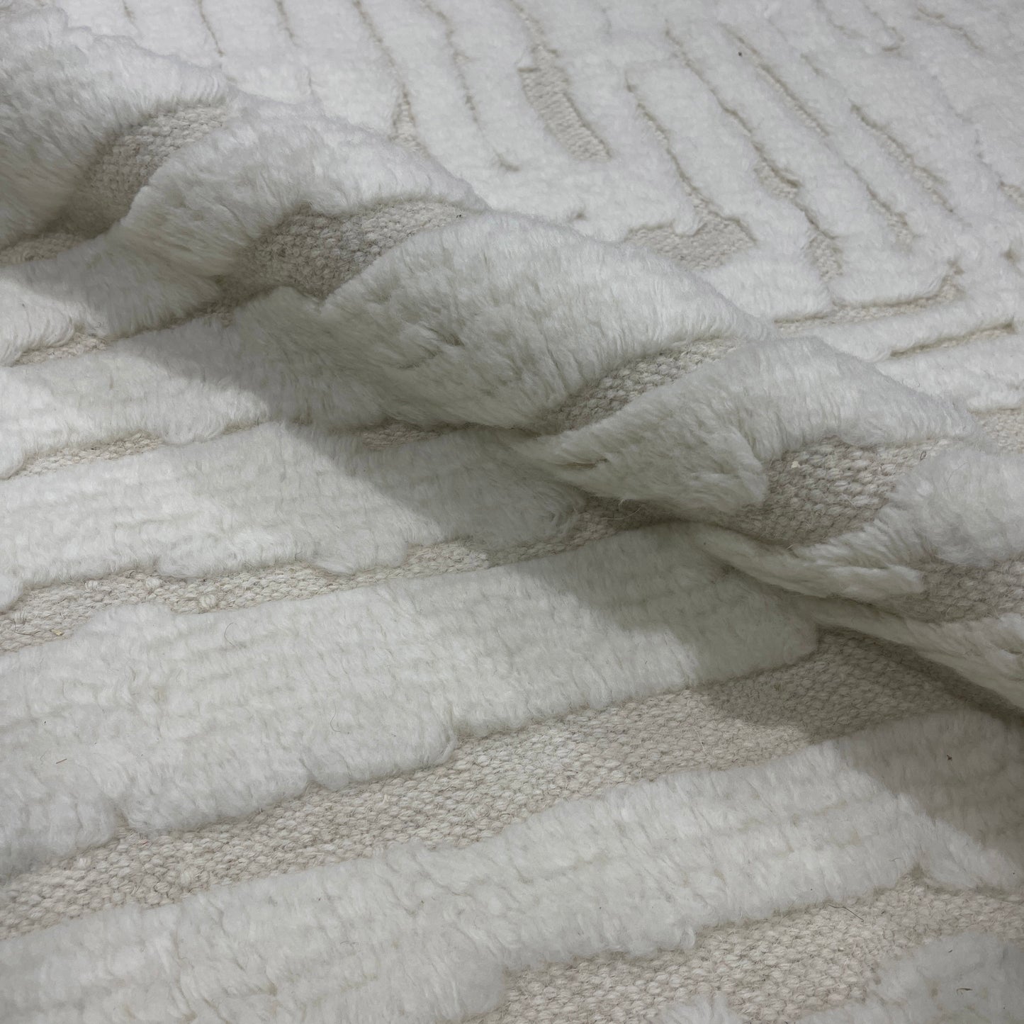 Beige Wool Carved Modern Japandi Berber Scandinavian Handknotted 8.10x10.0ft 246x305Cms Area Rug