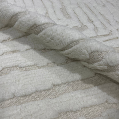 Beige Wool Carved Modern Japandi Berber Scandinavian Handknotted 8.10x10.0ft 246x305Cms Area Rug