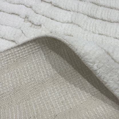 Beige Wool Carved Modern Japandi Berber Scandinavian Handknotted 8.10x10.0ft 246x305Cms Area Rug