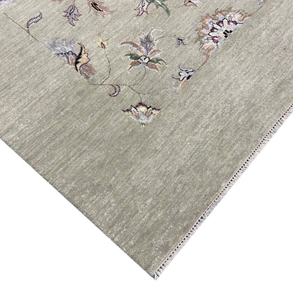 Beige Silk and Wool Jaipur Erased Transitional Handknotted 6.5x9.11ft 195x303Cms Area Rug