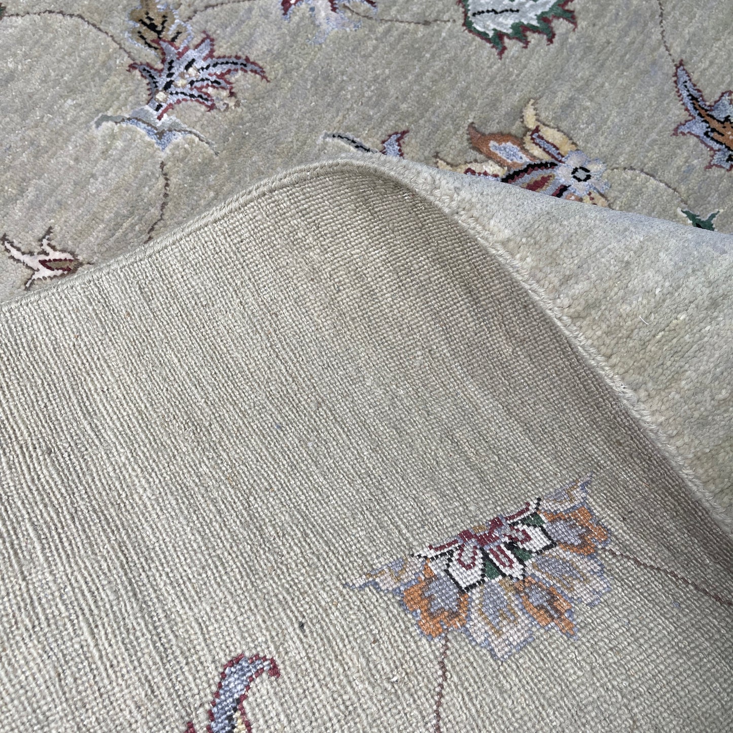 Beige Silk and Wool Jaipur Erased Transitional Handknotted 6.5x9.11ft 195x303Cms Area Rug