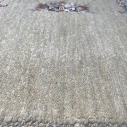 Beige Silk and Wool Jaipur Erased Transitional Handknotted 6.5x9.11ft 195x303Cms Area Rug