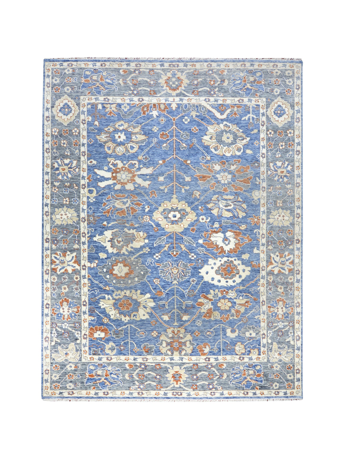 Blue Grey, Pure Wool Transitional Agra Handknotted 9.6x12.3Ft 288x373Cms Area Rug