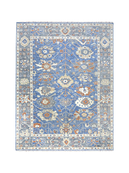 Blue Grey, Pure Wool Transitional Agra Handknotted 9.6x12.3Ft 288x373Cms Area Rug