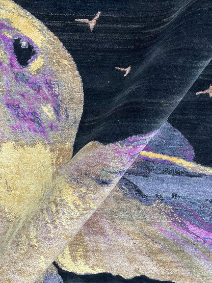 Black, Multy Sari Silk Modern Handknotted Area Rug 8.9x12.2ft 266x370Cms