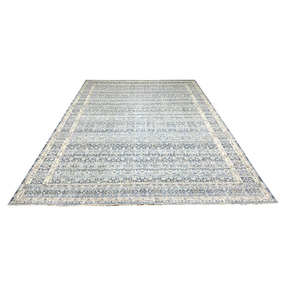 Grey, blue and Beige Pure Wool Traditional Handknotted Area Rug