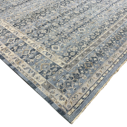 Grey, blue and Beige Pure Wool Traditional Handknotted Area Rug