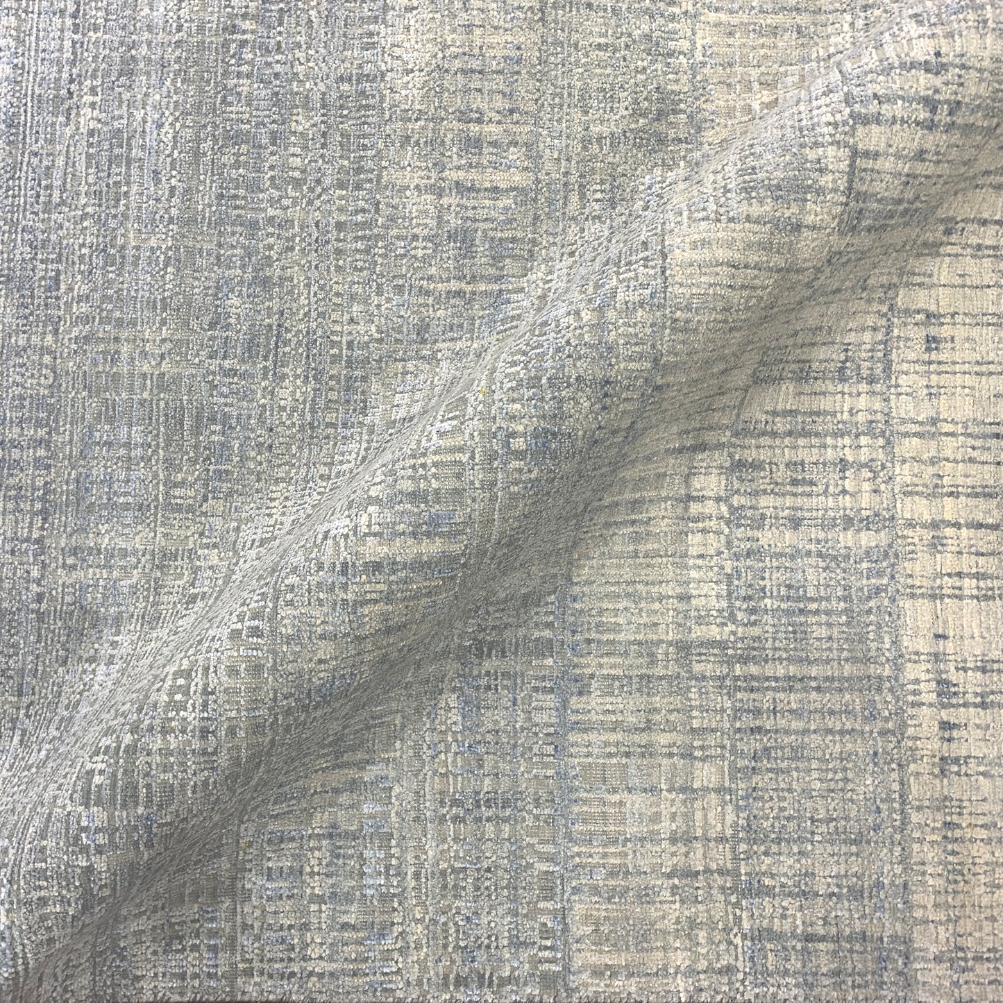 Blue, Grey and Ivory Silk and Wool Modern Textured Handknotted 9.0x12.3Ft 275x372Cms Area Rug