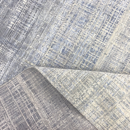 Blue, Grey and Ivory Silk and Wool Modern Textured Handknotted 9.0x12.3Ft 275x372Cms Area Rug