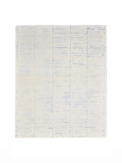 Grey and Ivory, Viscose Wool Modern Geometrical Handloom 8.1x10.1Ft 246x306Cms Area Rug