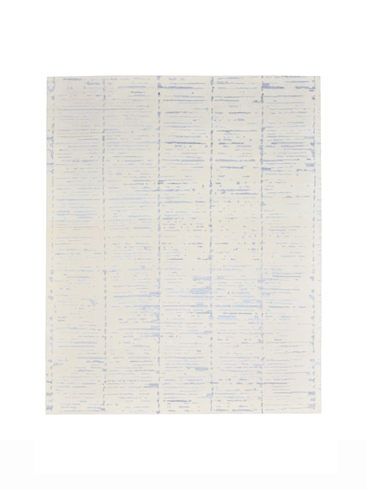 Grey and Ivory, Viscose Wool Modern Geometrical Handloom 8.1x10.1Ft 246x306Cms Area Rug