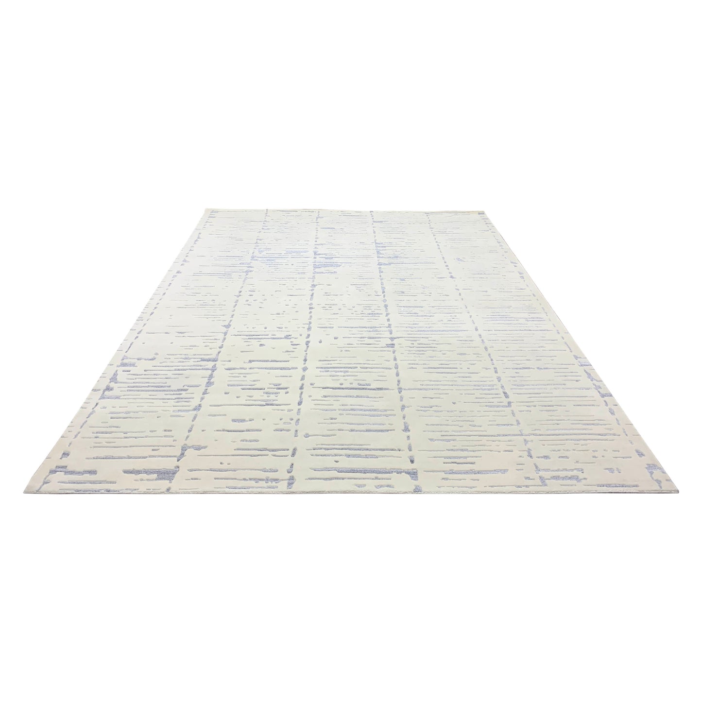 Grey and Ivory, Viscose Wool Modern Geometrical Handloom 8.1x10.1Ft 246x306Cms Area Rug