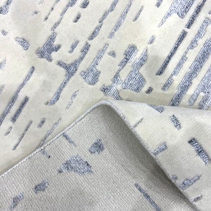 Grey and Ivory, Viscose Wool Modern Geometrical Handloom 8.1x10.1Ft 246x306Cms Area Rug