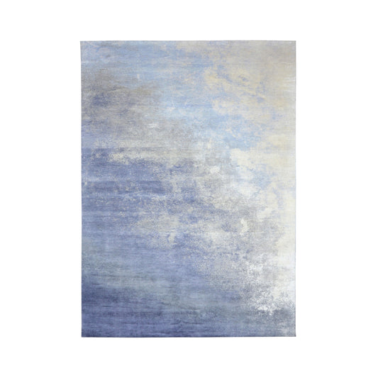 Grey and Blue Modern Abstract Blended Silk Handknotted 9.0x12.2Ft 275x365Cms Area Rug