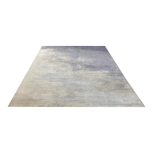 Grey and Blue Modern Abstract Blended Silk Handknotted 9.0x12.2Ft 275x365Cms Area Rug