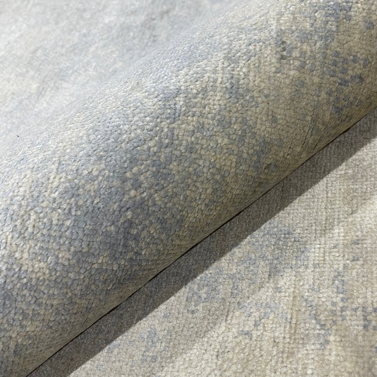 Grey and Blue Modern Abstract Blended Silk Handknotted 9.0x12.2Ft 275x365Cms Area Rug