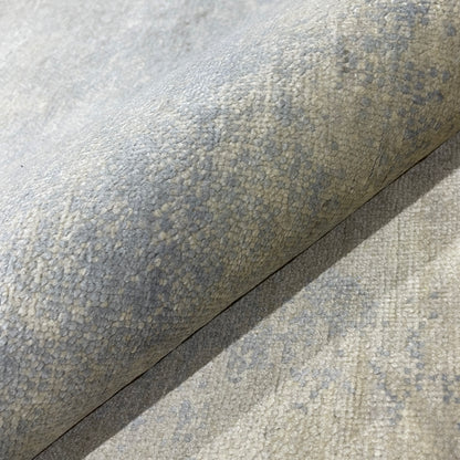 Grey and Blue Modern Abstract Blended Silk Handknotted 9.0x12.2Ft 275x365Cms Area Rug