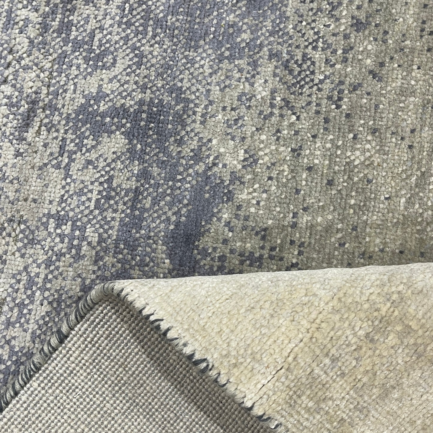 Grey and Blue Modern Abstract Blended Silk Handknotted 9.0x12.2Ft 275x365Cms Area Rug