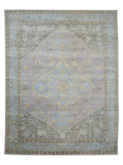 Lavender, Blue 100% Mohair Goat Wool Traditional Tebriz Area Rug 10.3x13.2ft 311x400Cms