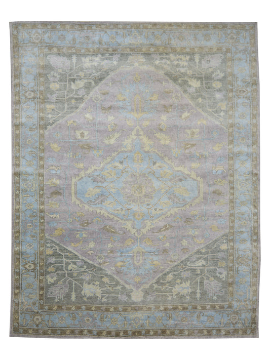 Lavender, Blue 100% Mohair Goat Wool Traditional Tebriz Area Rug 10.3x13.2ft 311x400Cms