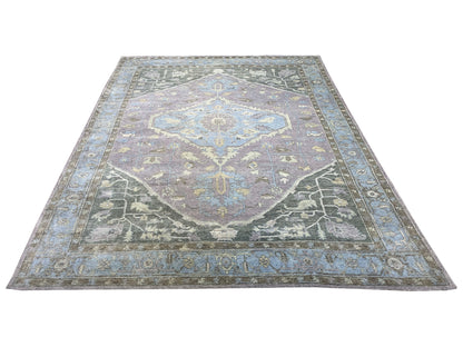 Lavender, Blue 100% Mohair Goat Wool Traditional Tebriz Area Rug 10.3x13.2ft 311x400Cms